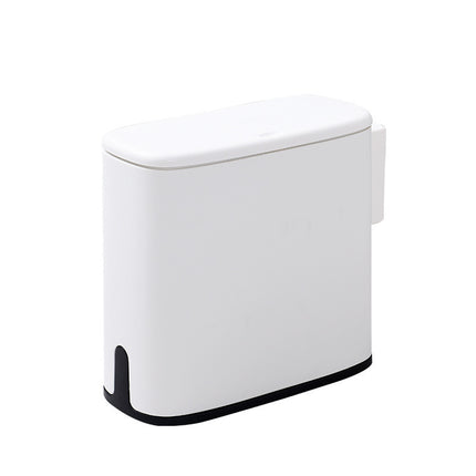 🗑️ Push-Type Bathroom Bin with Side Bin Bag Storage – 10L