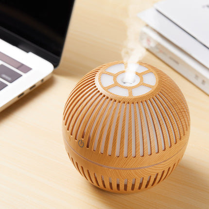 Wood Grain Aromatherapy Humidifier – 130ml Ultrasonic, Compact Design