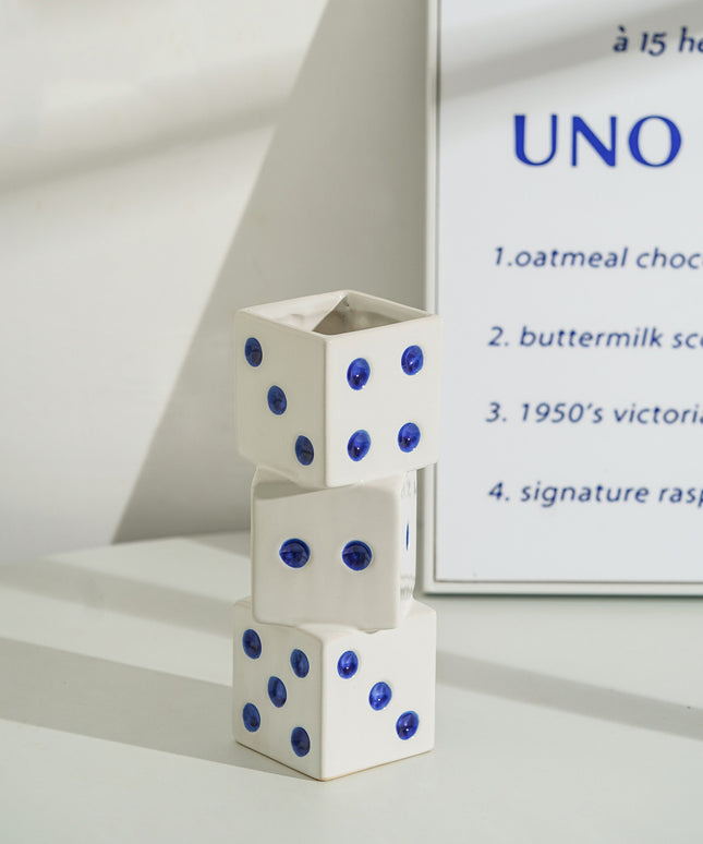 Stacked Dice Ceramic Vase – Playful Statement Décor
