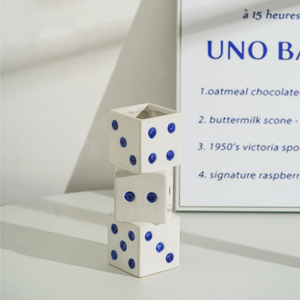 Stacked Dice Ceramic Vase – Playful Statement Décor