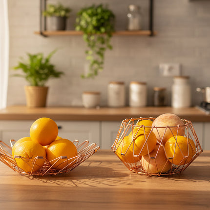 Copper Foldable Fruit Basket 🥭 – Multi-Shape Stainless Steel