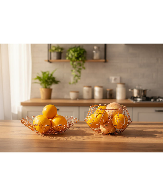Copper Foldable Fruit Basket 🥭 – Multi-Shape Stainless Steel