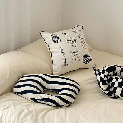 Monochrome Artistic Cushion – Cotton Modern Pillow & Covers | Ikeame