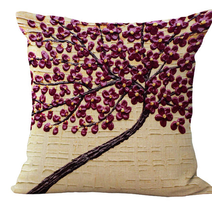 Oil Painting Cushion Cover | Artistic Cotton Linen Pillow 45x45