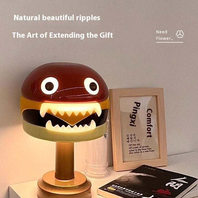 Cartoon Hamburger Table Lamp – USB Rechargeable LED with Touch Control