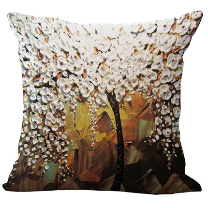 Oil Painting Cushion Cover | Artistic Cotton Linen Pillow 45x45