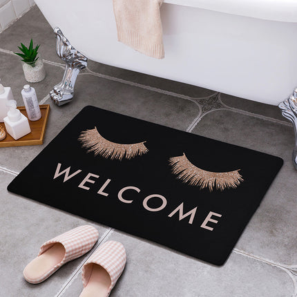 Black & Gold Bathroom Mat | Absorbent “Welcome” Lash Rug