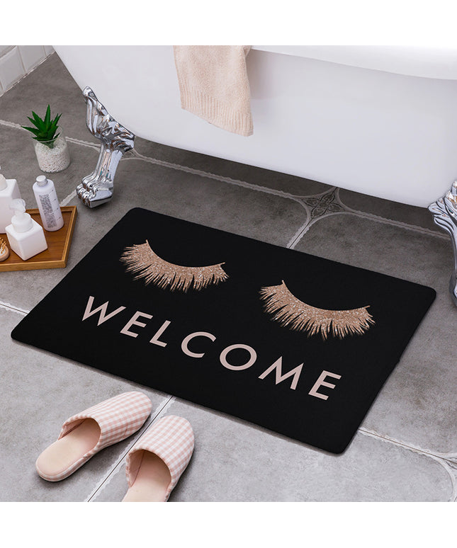 Black & Gold Bathroom Mat | Absorbent “Welcome” Lash Rug