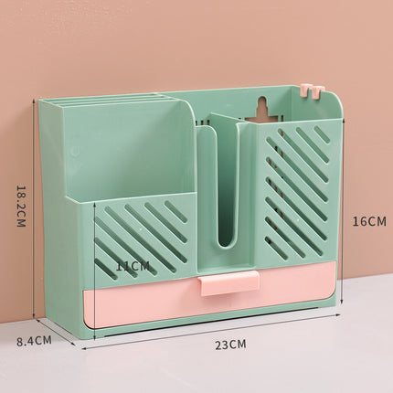 Punch-Free Kitchen Tableware Rack – Utensil Storage with Drip Tray | Dark Blue, Grey White, Pink, Green