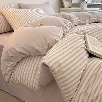 Cotton Bedding Set | Striped & Check Duvet Cover
