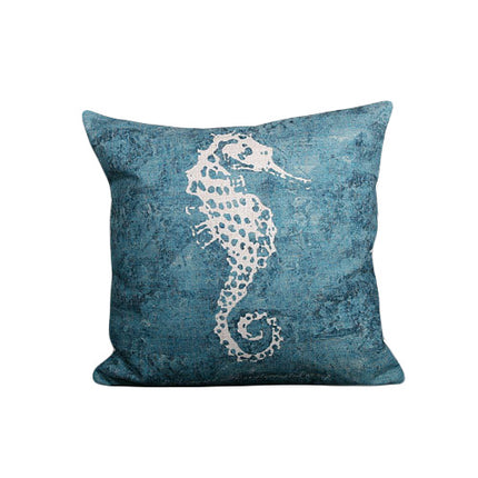 Mediterranean Ocean-Inspired Blue Cotton Cushion – Shell, Starfish, or Coral Design 🐚🌊