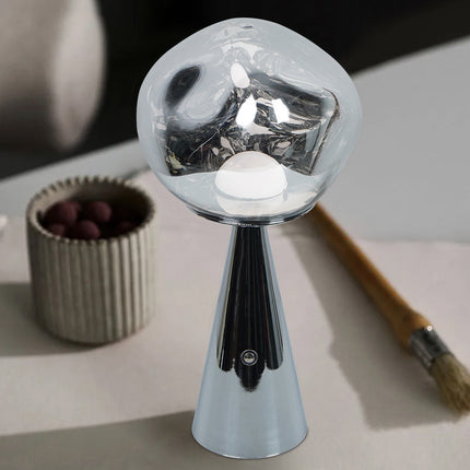 Irregular Glass Sphere Table Lamp – Rechargeable Volcanic Lava Mini Light (4 Colours)