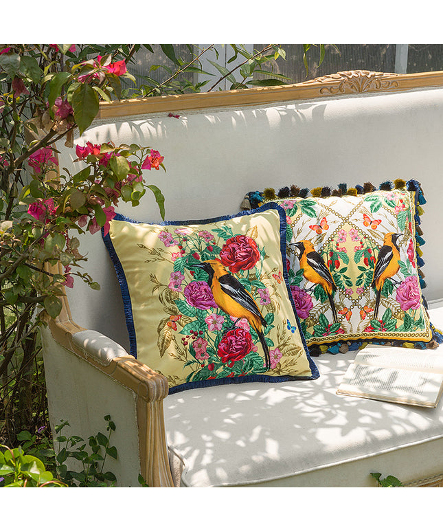 Forest Velvet Cushion Cover Bird/Butterfly | Luxury