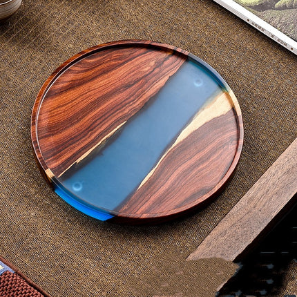 Small Leaf Red Sandalwood Tea Tray High-grade Epoxy Resin Retro Table