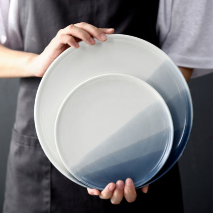 Nordic Gradient Grey-Blue Ceramic Tableware Set – Plates & Bowls