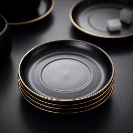 Black Gold Coffee Cup Set | Matte Bone China Mug & Saucer