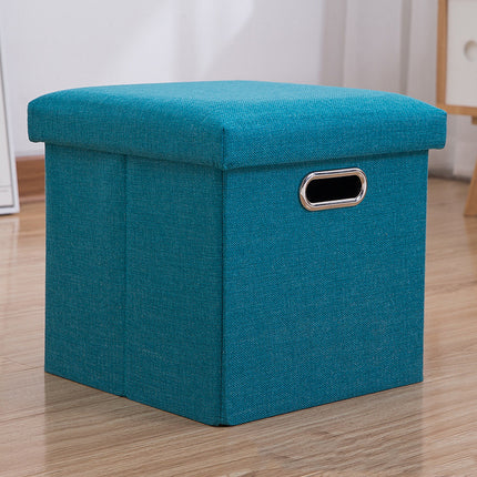 Storage Stool with Lid Linen Foldable Storage Box Seat