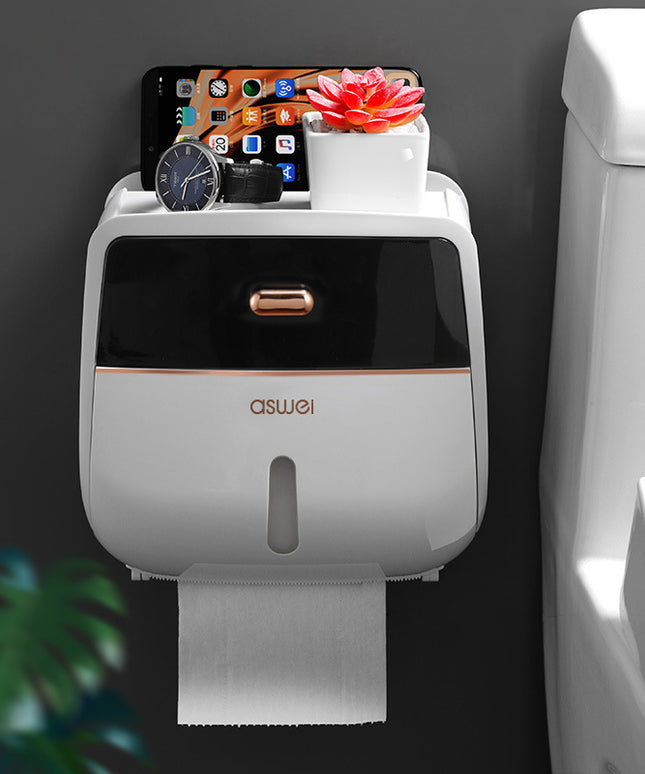 Wall-Mounted Waterproof Toilet Paper Dispenser — Grey or Black