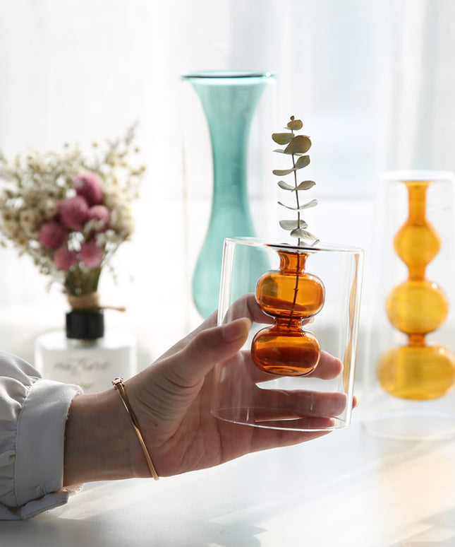 Double Glass Vase – Colour-Shift Transparent Statement Décor