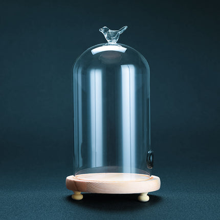 Acrylic Smoke Hood 🐦 – Wooden Base, Bird Handle