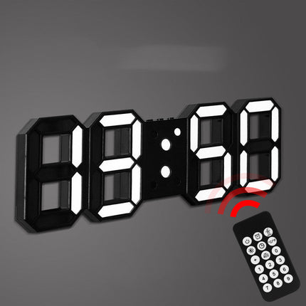 3D Black LED Clock – Remote Control Wall or Free-Standing Electronic Clock
