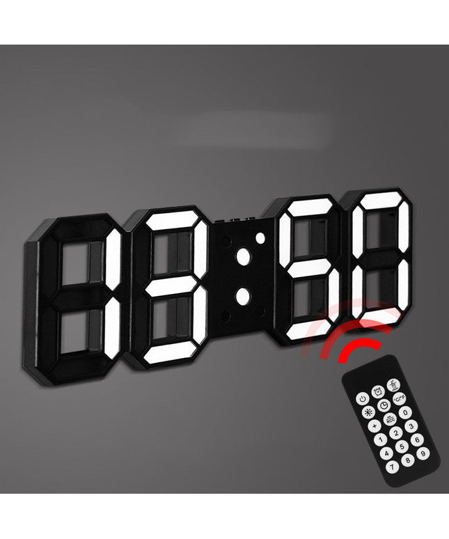 3D Black LED Clock – Remote Control Wall or Free-Standing Electronic Clock