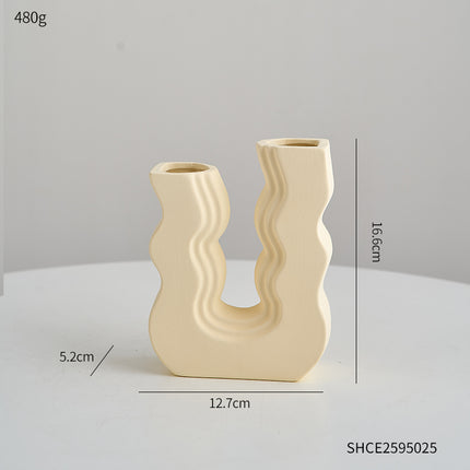U-Shaped Ceramic Vase | Cream Style Minimalist Décor