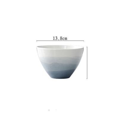 Nordic Gradient Grey-Blue Ceramic Tableware Set – Plates & Bowls
