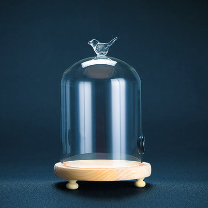 Acrylic Smoke Hood 🐦 – Wooden Base, Bird Handle