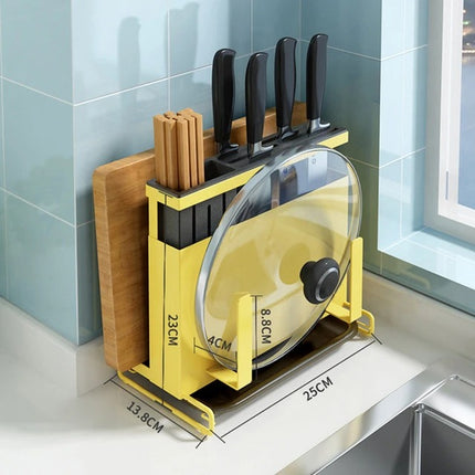 Stainless Steel Cutlery Rack Yellow Utensil Organiser