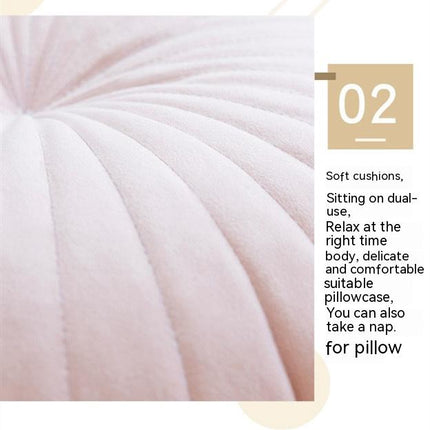Nordic Style Khaki Round Velvet Cushion with Core – 40x40x10cm