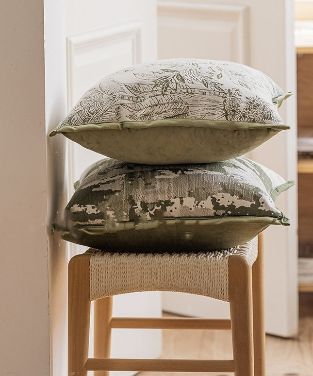 Warm Green Vintage Distressed Pattern Cushion – Cosy Décor