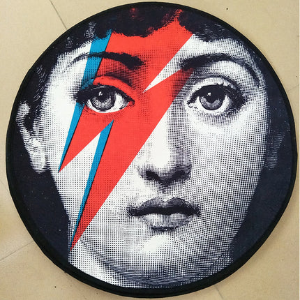 Pixel Face Round Rug | Black White Graphic Carpet