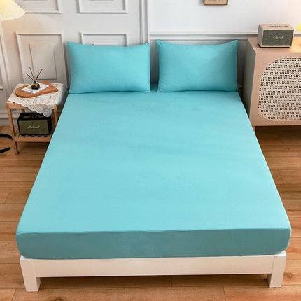 Double Cotton Bed Sheet Set – Fitted Sheet, 2 Pillowcases, 7 Colours