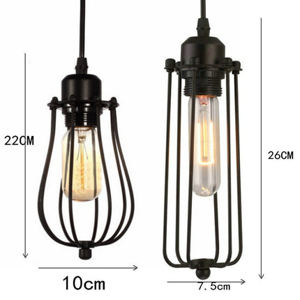 Retro Wrought Iron Pendant Light – Black Wire Cage Chandelier | Ikeame