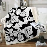 Panda Flannel Blanket – Quilted Coral Fleece Throw | Ikeame