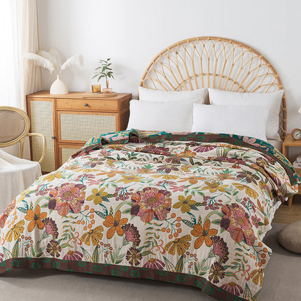 Cotton Gauze Blanket | Floral Lightweight Summer Quilt