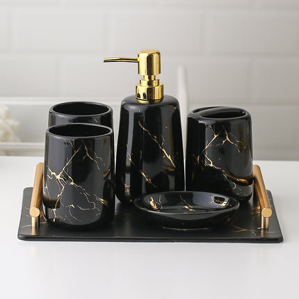 Five-piece Toilet Ceramic Bathroom Supplies Wash And Rinse Cup