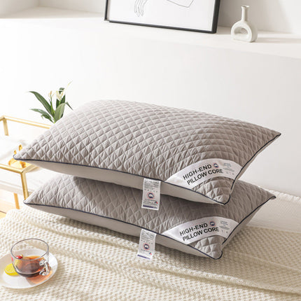 Feather Velvet Pillow Pair for Bed – Soft Grey Luxury Pillows