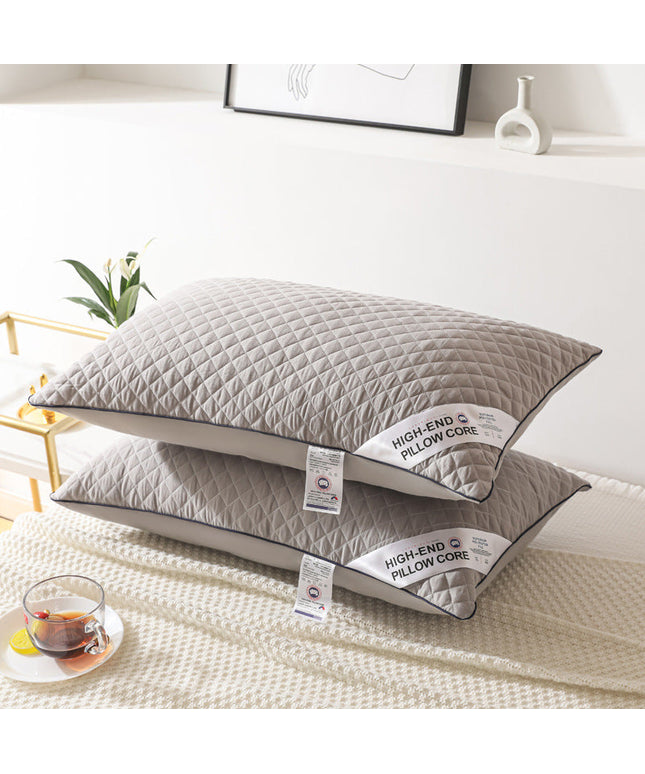 Feather Velvet Pillow Pair for Bed – Soft Grey Luxury Pillows
