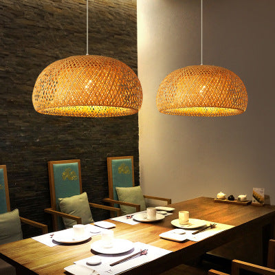 Bamboo Woven Droplight – Natural Fibre Chandelier Light