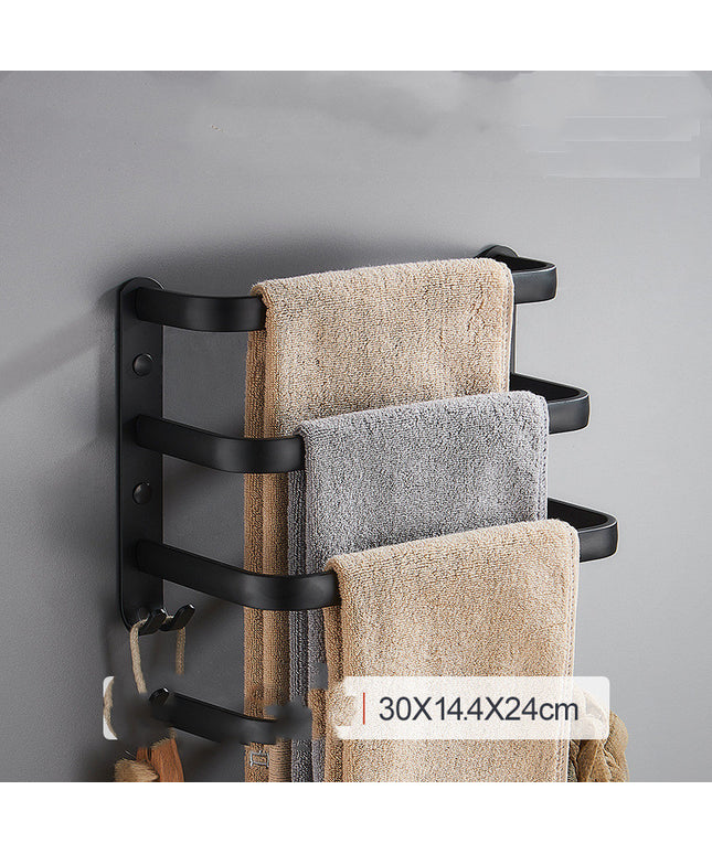 🖤 Light Luxury Black Aluminium Towel Rack – Single / Double / Triple Layer