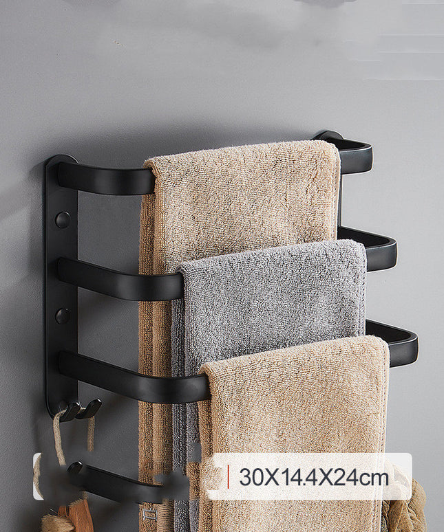 🖤 Light Luxury Black Aluminium Towel Rack – Single / Double / Triple Layer