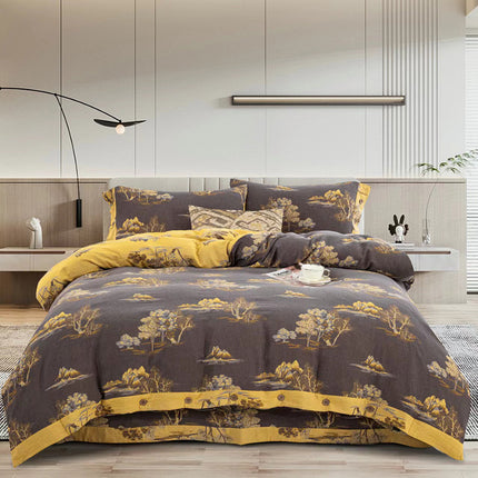 Cotton Floral Bedding Set | Jacquard 4 Piece Duvet Cover