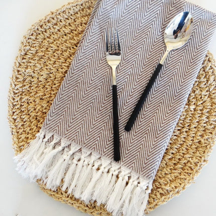 Cotton Herringbone Napkins ✨ – Fringed, 5 Colours
