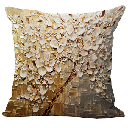 Oil Painting Cushion Cover | Artistic Cotton Linen Pillow 45x45