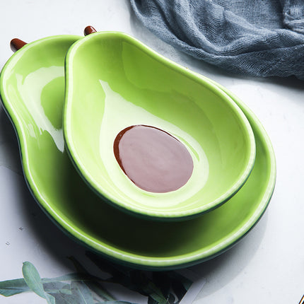 Avocado-shaped ceramic salad bowl