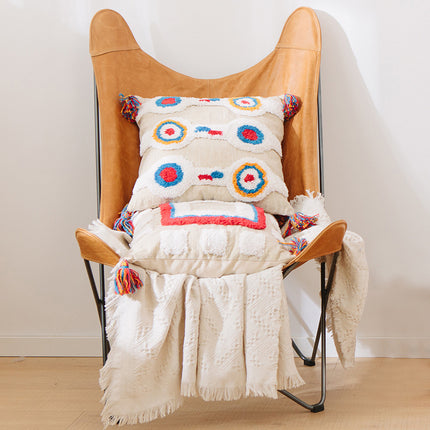 Boho Geometric Tassel Cushion Cover | Bright Boho Pillow Cover