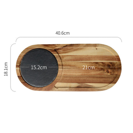 Acacia Wood Pizza Plate | Wooden Serving Board with Stone