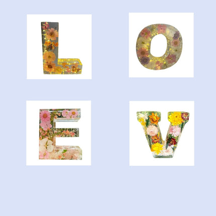 Letter Flower Transparent Flowers Resin Night Light Ornaments